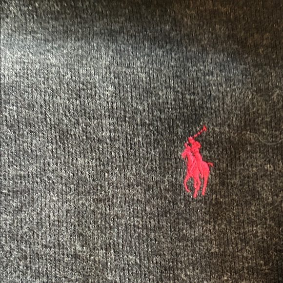 Polo by Ralph Lauren Charcoal Half-Zip Sweater with Pink Pony Embroidery - Picture 3 of 3